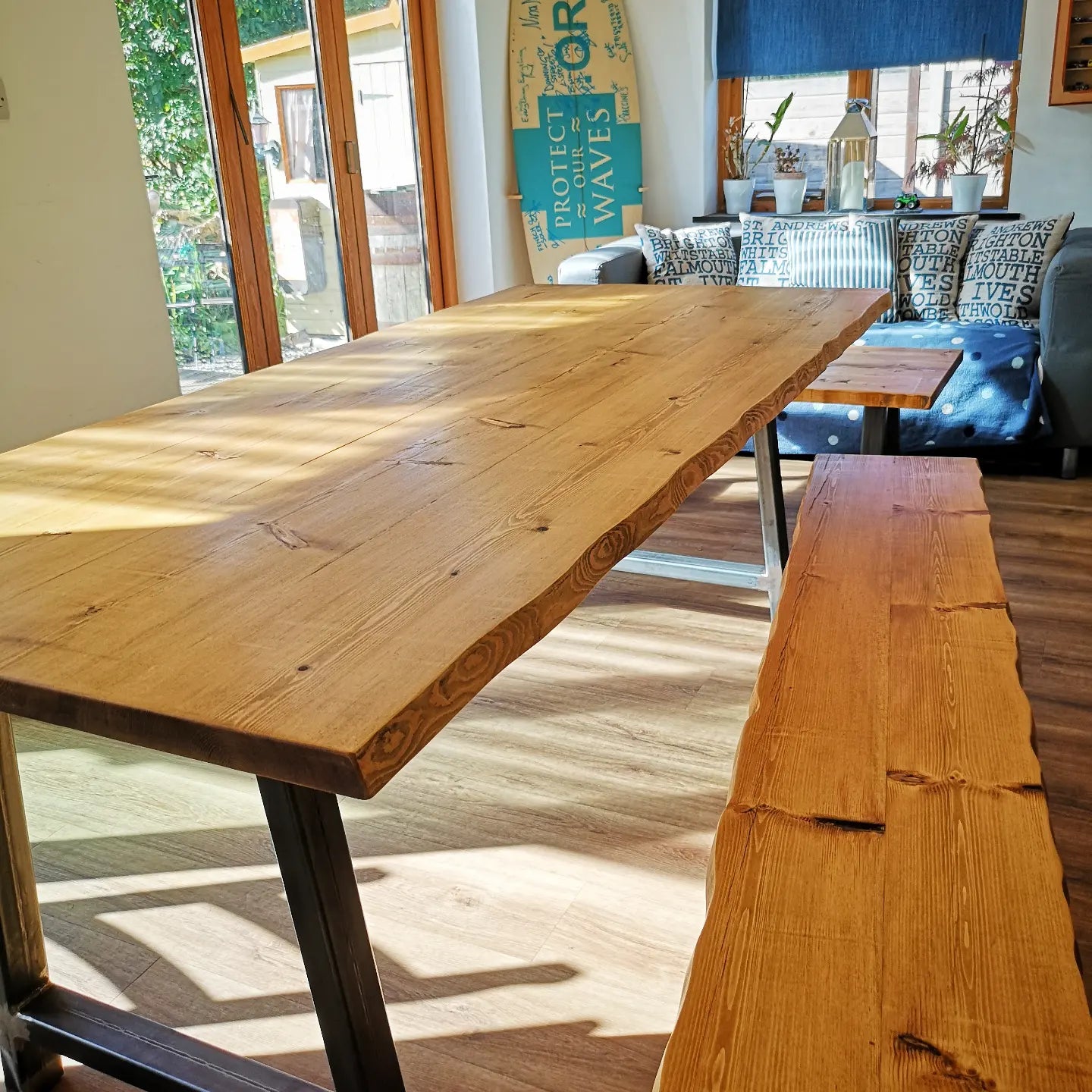 'Trebarwith' Redwood Dining Table And Bench Set